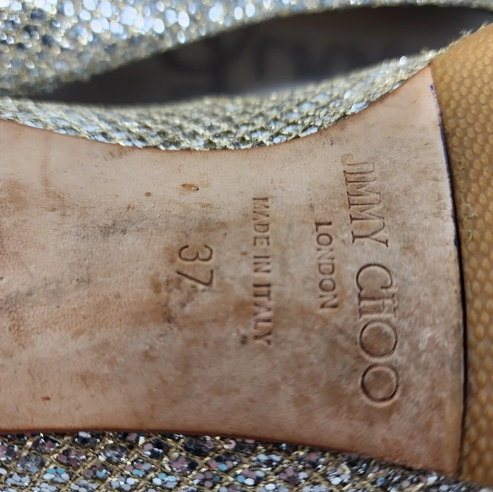 Jimmy Choo Silver Leather Flats 37
